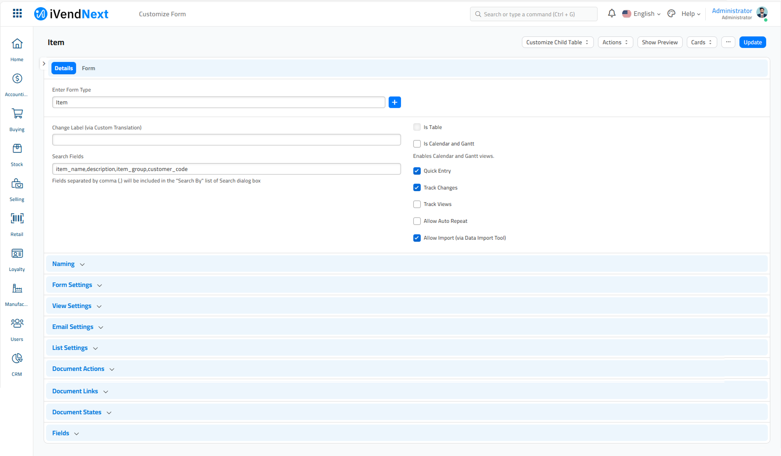 Customize Form